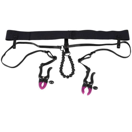 Трусики с зажимами для половых губ и бусинками Orion